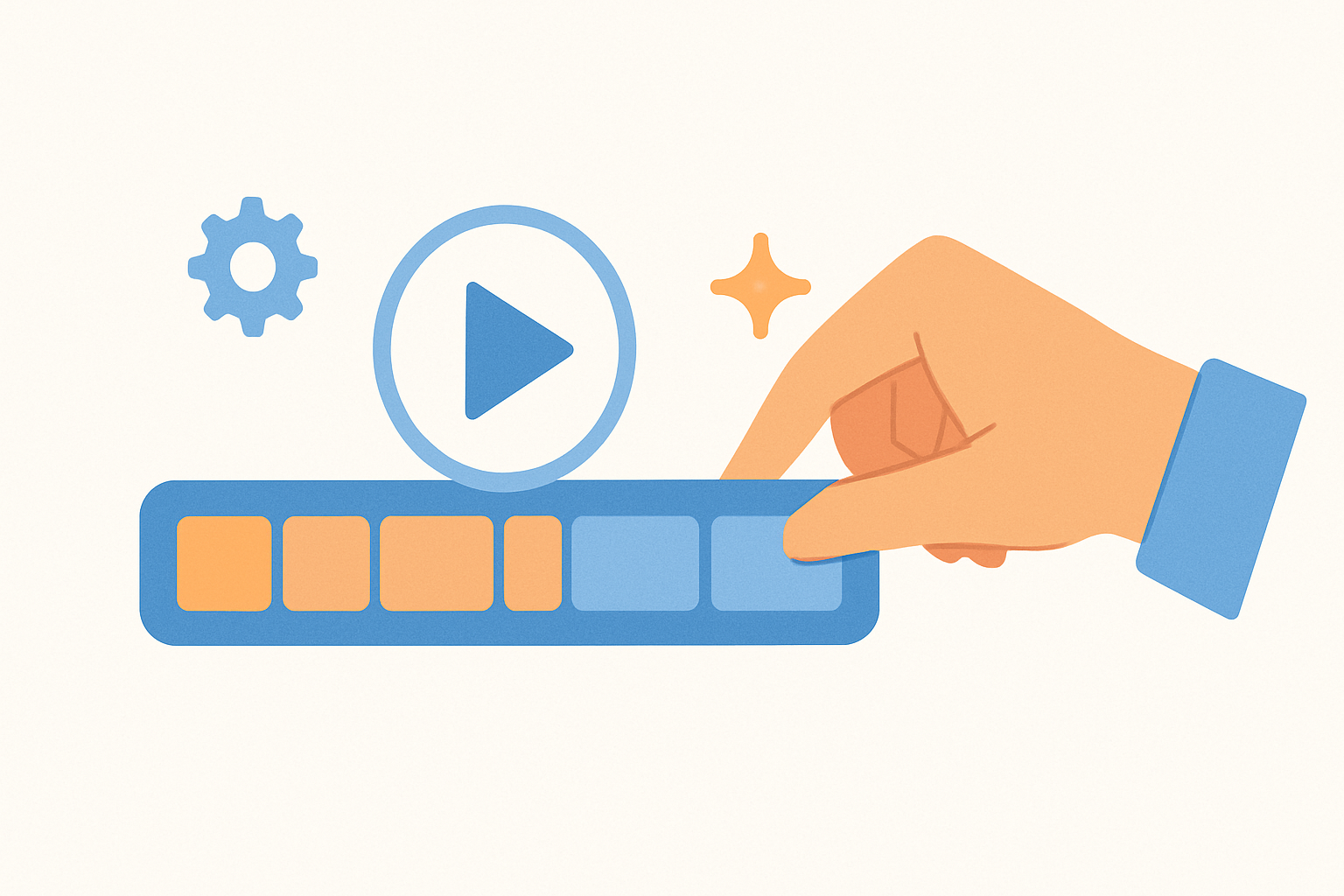 AIと人の手による動画編集作業の図解