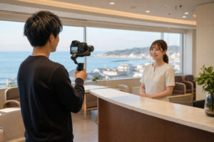 湘南のクリニックでスタッフが撮影される様子