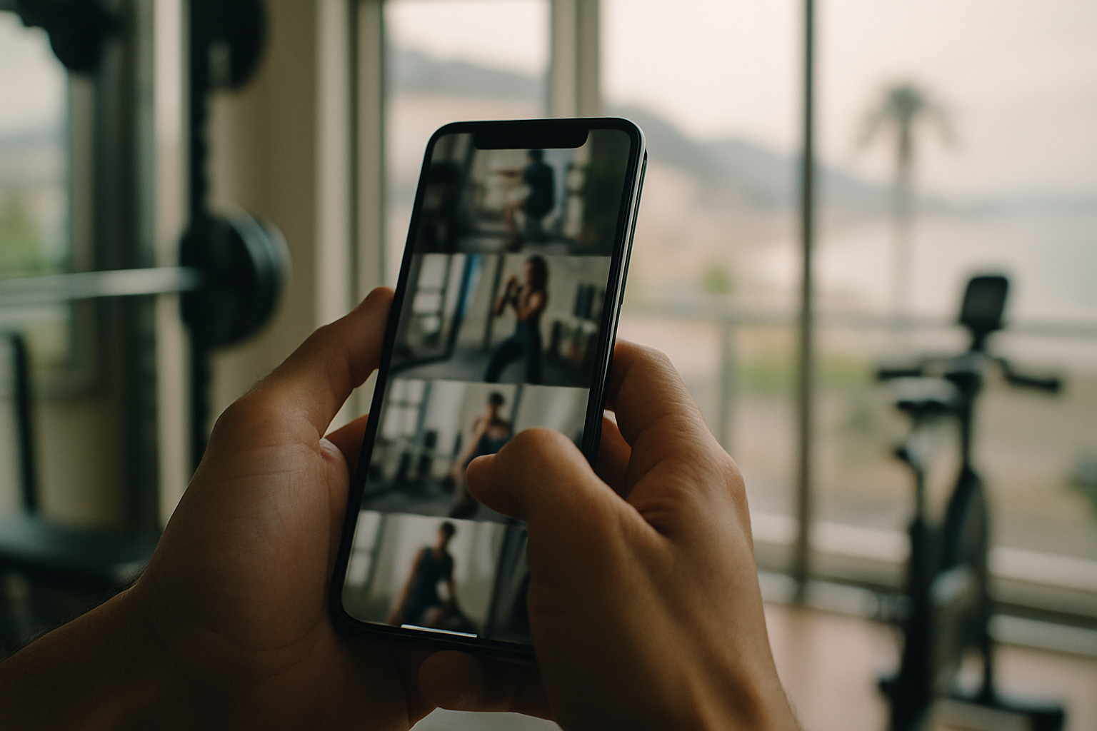 スマートフォンでショート動画のフィードをスクロールする手元のクローズアップ